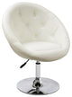 Button Tufted Swivel PU Leather Papasan Chair, White