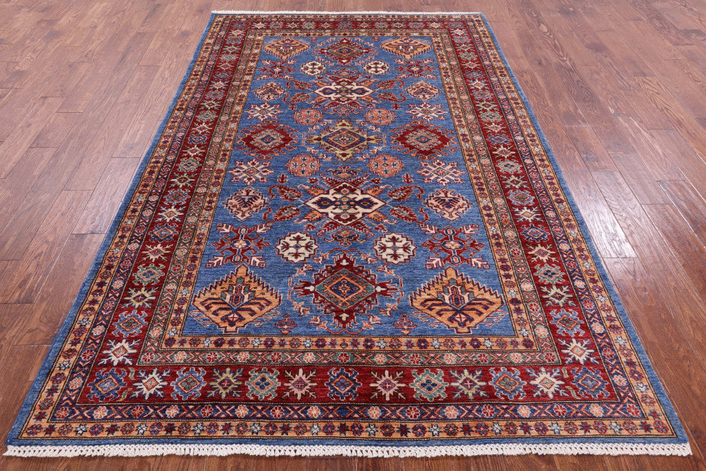 5' 10" X 9' 0" Super Kazak Hand-Knotted Wool Rug - Q12938