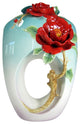 Red Camellia Flower Porcelain Vase