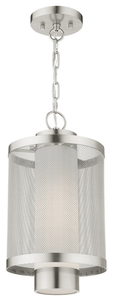 Livex Lighting Nottingham 1 Light Brushed Nickel Large Outdoor Pendant Lantern