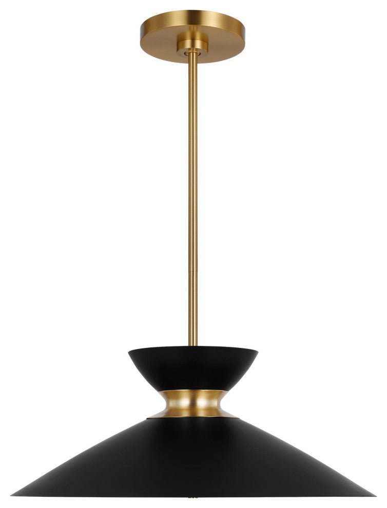 Heath Wide Pendant, Midnight Black and Burnished Brass