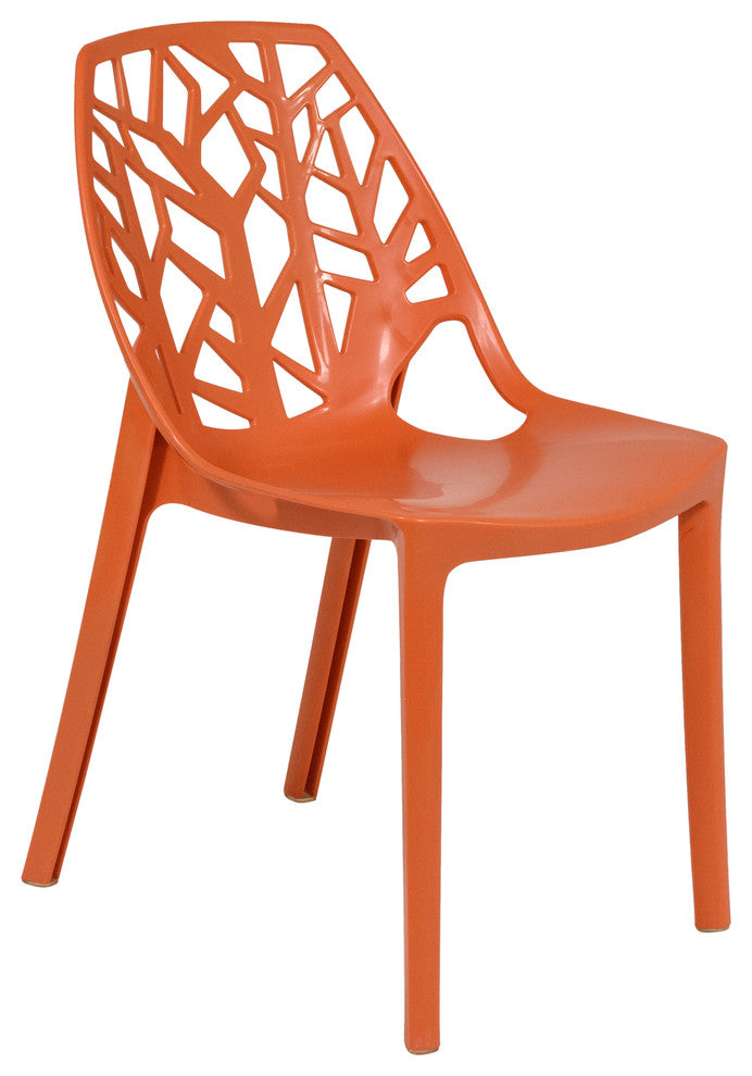 Stackable Plastic Accent Dining Chair for Indoor and Outdoor, Orange