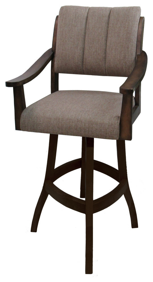 Swivel Counter Wood Bar Stool Casa on S-Base, Basin Beige - New Brown, 30"