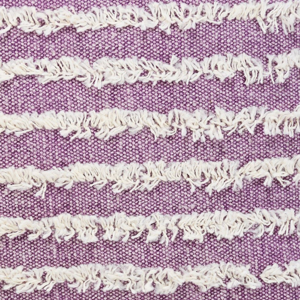 Ox Bay Hand-stitched Purple/White Stripe Organic Cotton Pillow Cover, 14"x36"