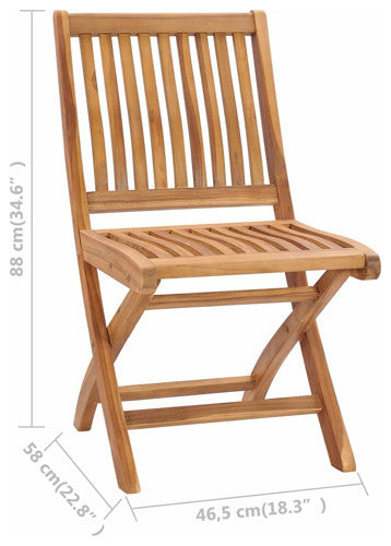 vidaXL 2x Solid Teak Wood Folding Patio Chair Outdoor Garden Lounge Seating
