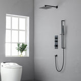 Thermostatic Rain Shower System with Hand Shower-Includes Rough-in Valve, Matte Black