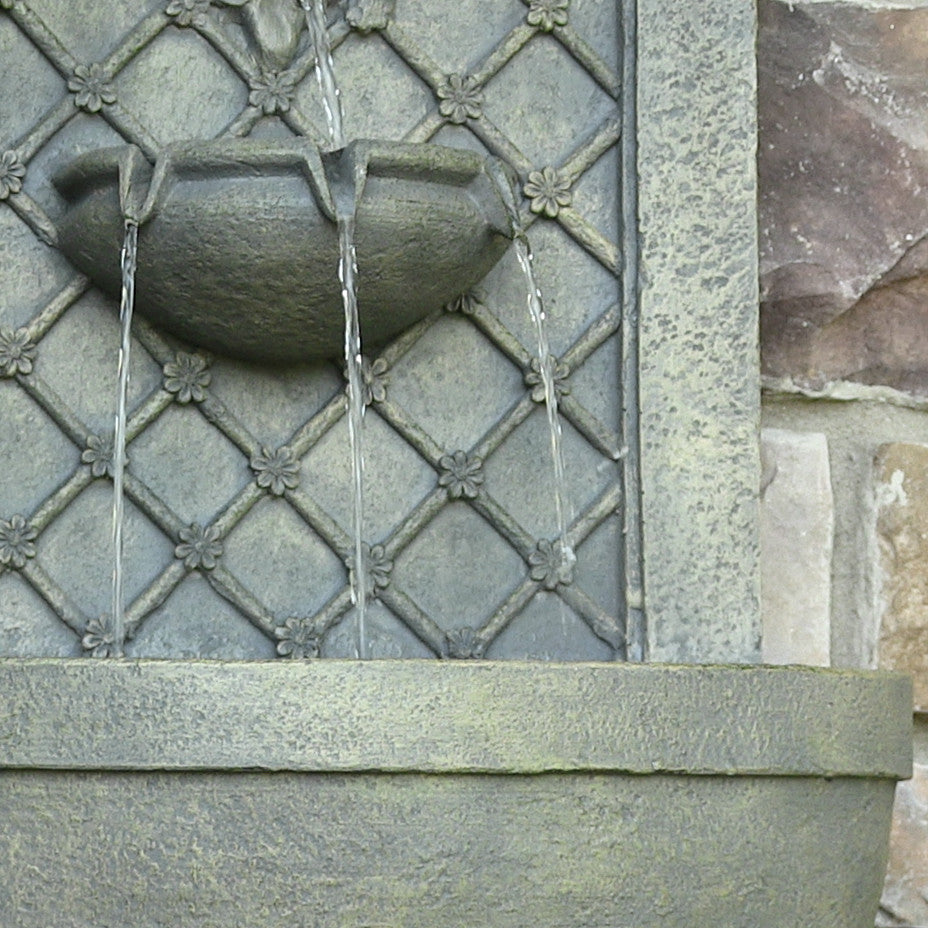 Sunnydaze Rosette Leaf Electric Outdoor Wall Water Fountain, French Limestone