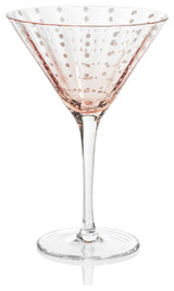 Pescara White Dot Martini Glasses, Set of 4, Pink