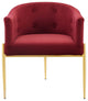 Tufted Accent Chair, Velvet, Metal, Red, Modern, Living Lounge Hotel Hospitality