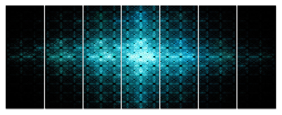 Blue Flash of Light on Radar, Abstract Wall Art Canvas, 83"x32", 7 Panels