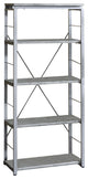 Benzara BM209626 Bookshelf with 4 Shelves and Open Metal Frame, Silver and Gray