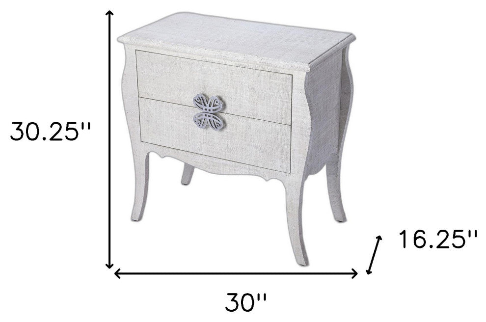Felicia White Raffia Accent Chest