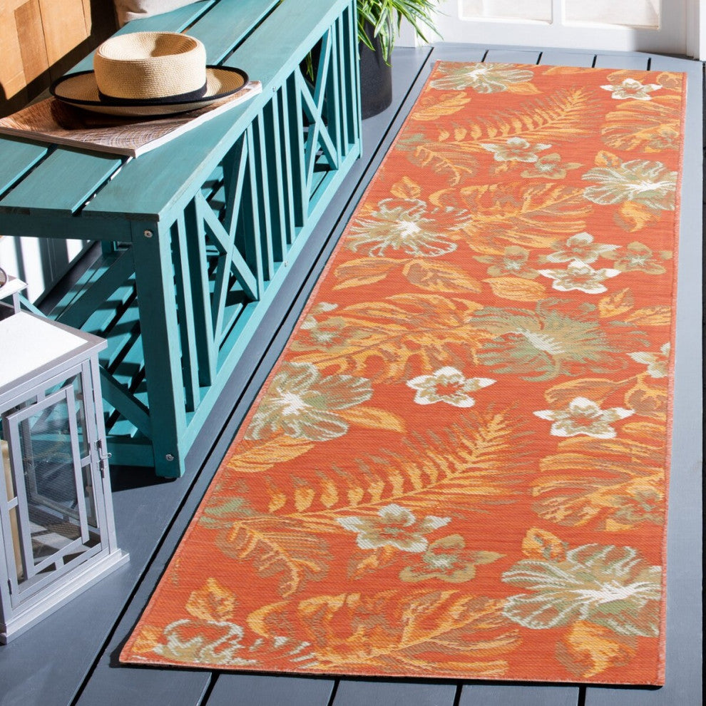 Safavieh Sunrise Collection SUN671 Indoor-Outdoor Rug, Ivory/Rust Sage, 2'x8'