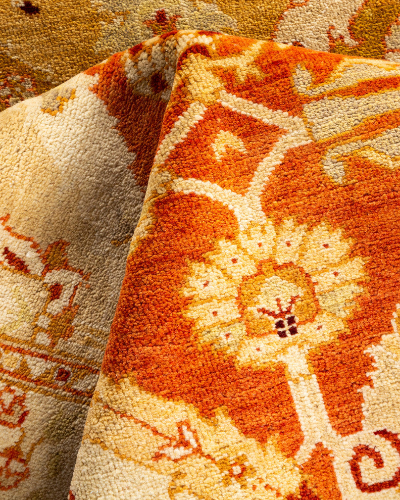 Ottoman, One-of-a-Kind Hand-Knotted Area Rug Yellow, 3' 2" x 5' 4"
