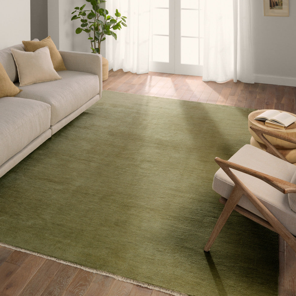 Jaipur Living Origin Knotted Solid Area Rug, Green, 8'x10'