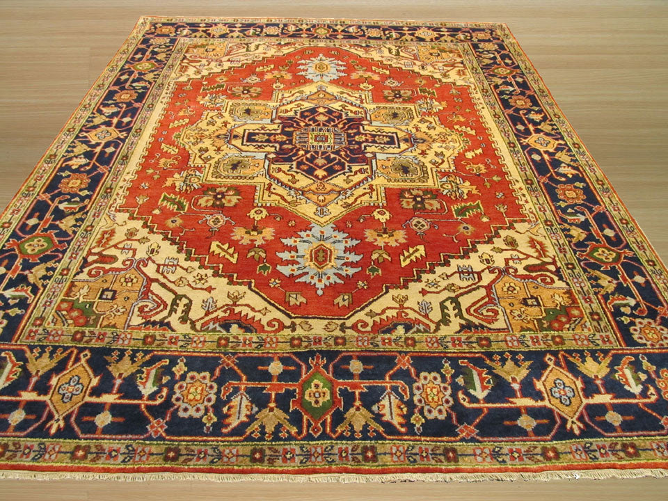Hand-Knotted Wool Rust Traditional Oriental Serapi Rug, 9' X 12'