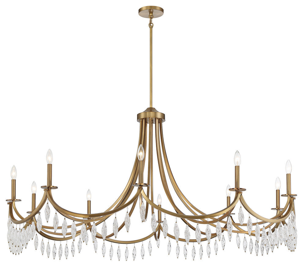 Kameron 10-Light Chandelier, Warm Brass
