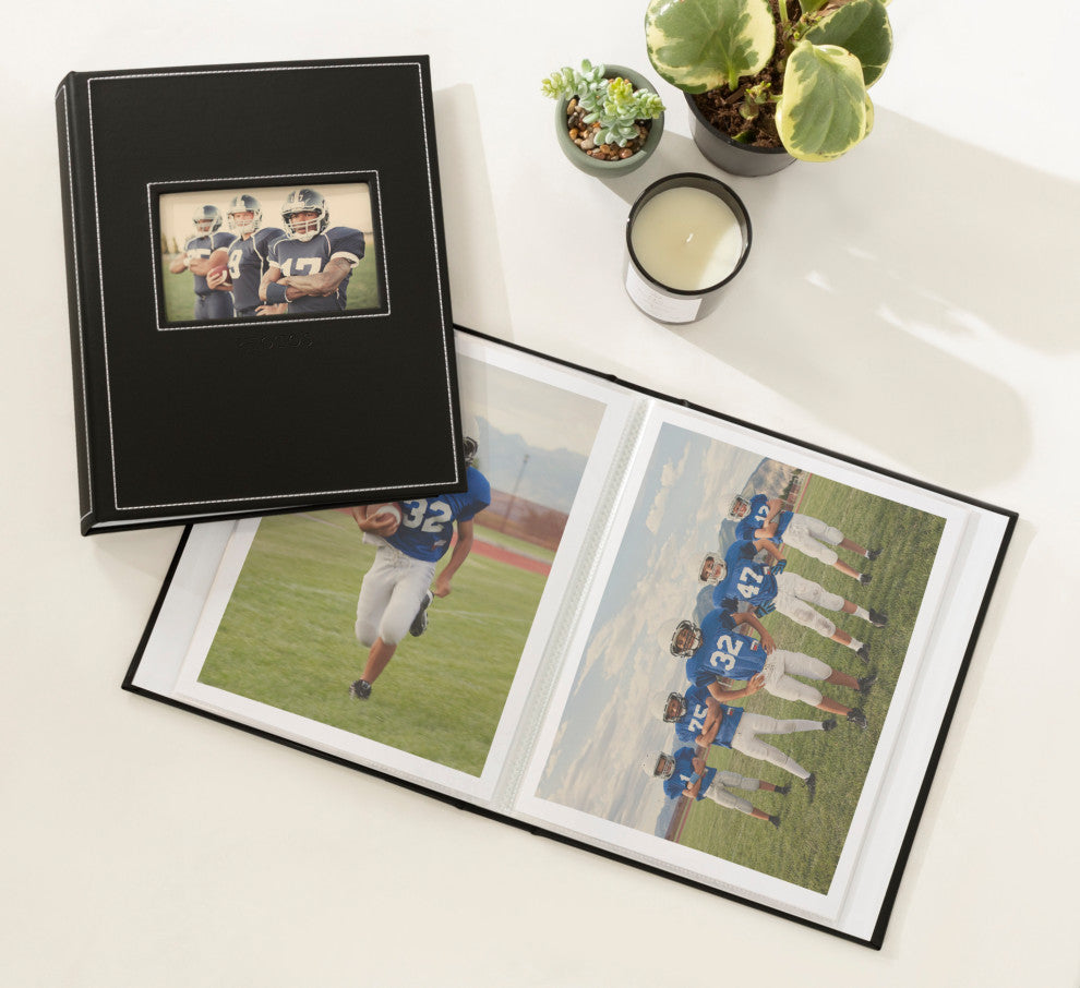 Debossed Faux Leather Photo Album Set, Gray 40 Photos