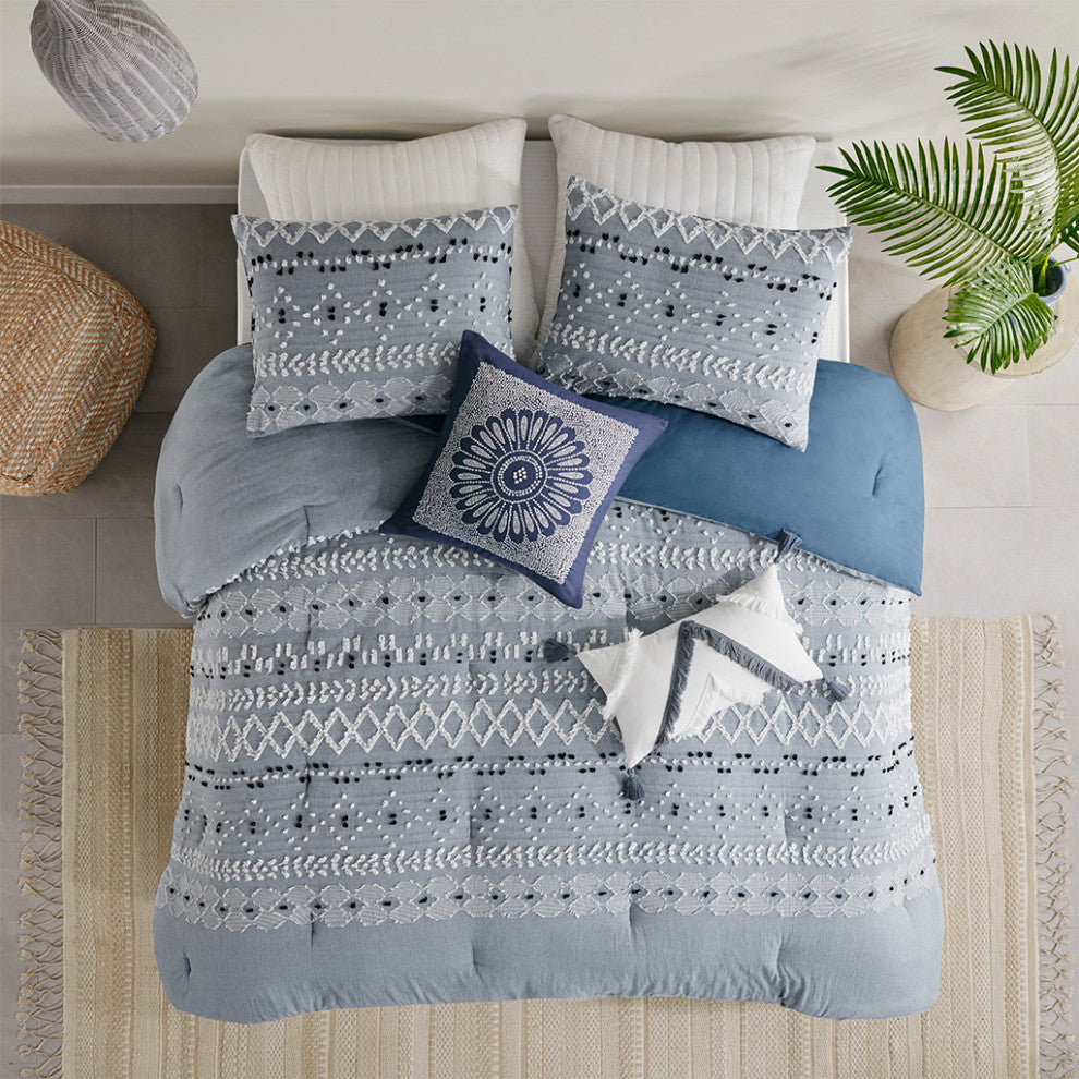 Dora Organic Cotton Chambray 3-Piece King/Cal King, Duvet Cover Set, No Insert
