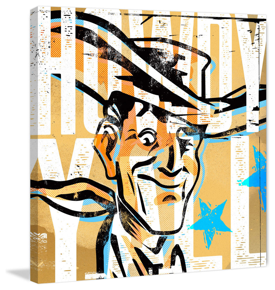 Marmont Hill, "Howdy Yall Vic" by Rick Martin Painting on Wrapped Canvas, 18x18