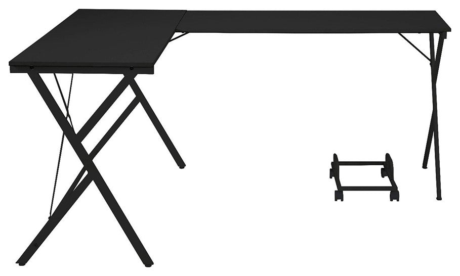 Wood Computer Desk With Black Metal Base