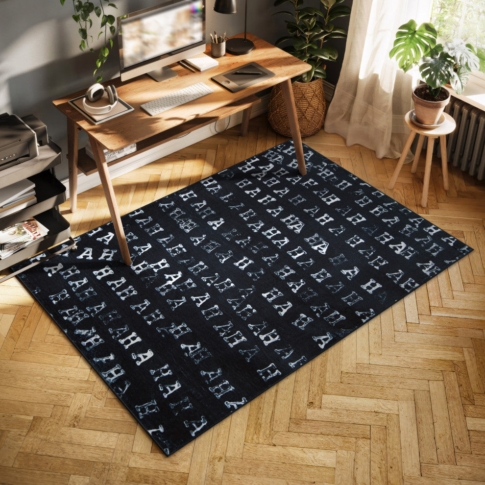 Haha II Hand Washable Power-loomed Art Area Rug, 5'x7.5'