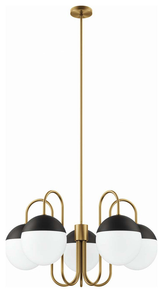 Stellar 5-Light Chandelier, Opal Satin Brass