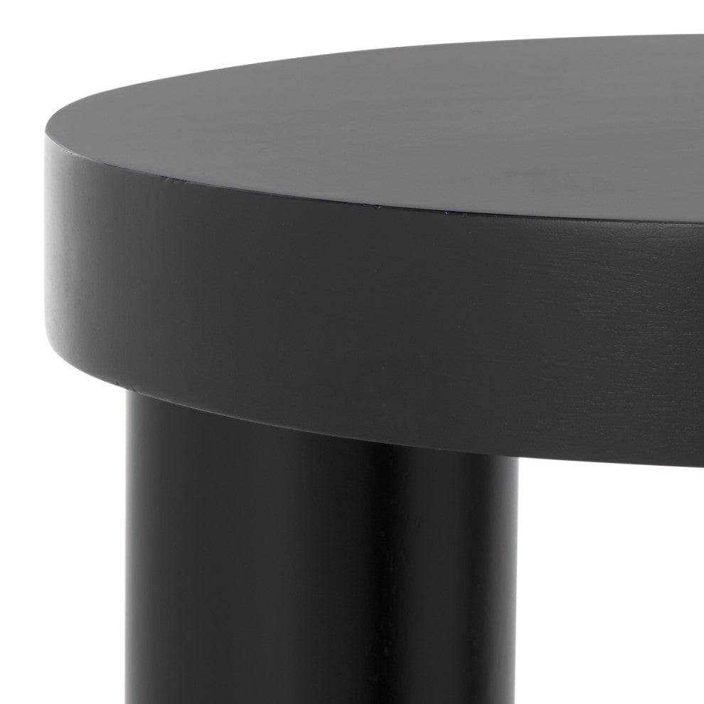 Safavieh Couture Bary Round 3 Leg Wood Accent Table, Black