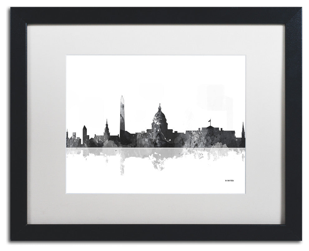 Watson 'Washington DC Skyline BG-1' Art, Black Frame, 16"x20", White Matte