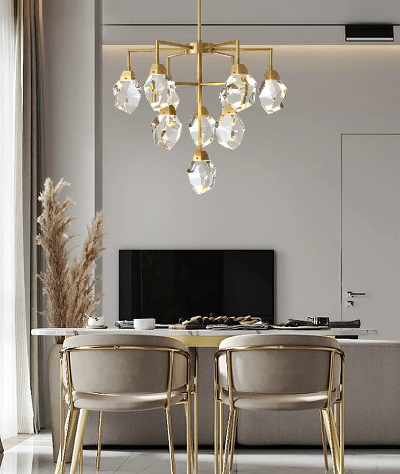 Gold Diamond Crystal Three Layer Led Copper Creative Chandelier, 10lights