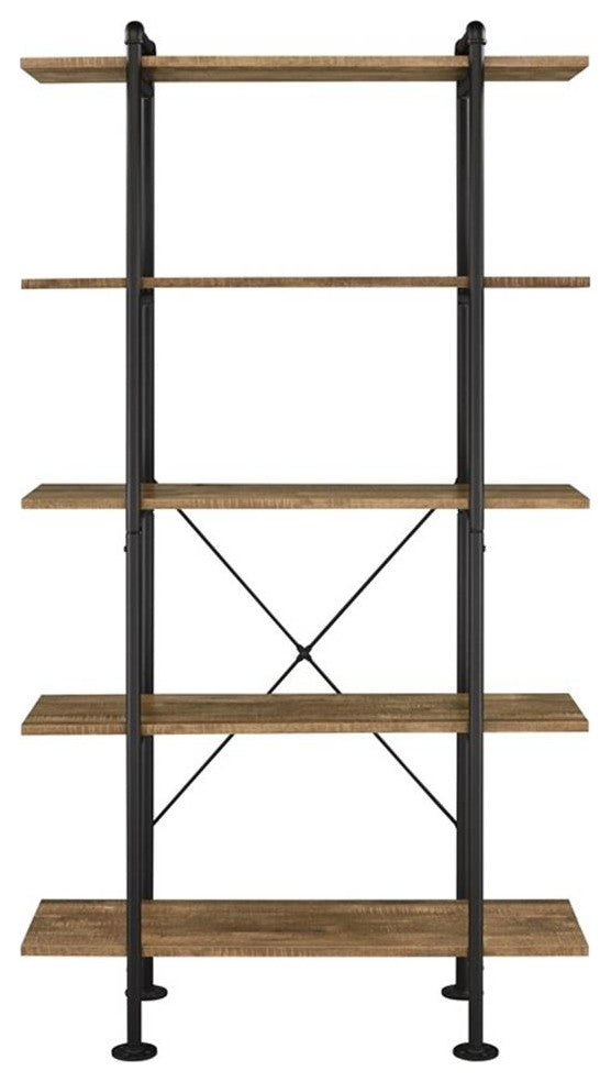 Of00172, Bookcase, Rustic Oak & Black Finish, Nefo