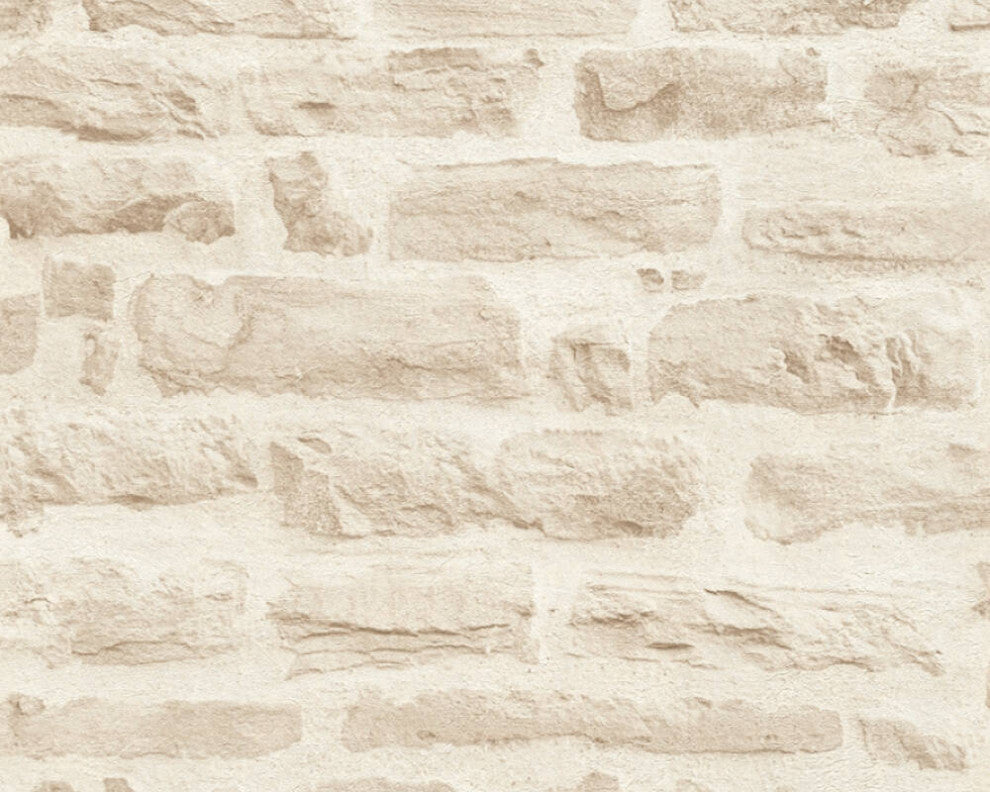 Textured Wallpaper Brick Rustic, 355803, Beige Cream Brown, 1 Roll