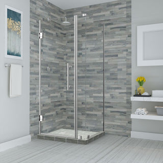 Bromley 29.25"-30.25"x30.375"x72" Frameless Corner Hinged Shower Enclosure