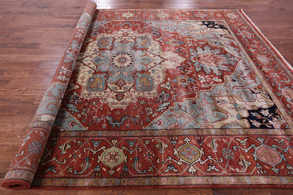 Hand Knotted Persian Fine Serapi Wool Rug 9' 0" X 11' 10" - Q14700