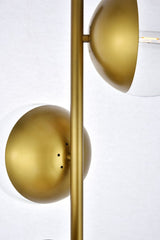 Midcentury Modern Brass And Clear 3-Light Floor Lamp