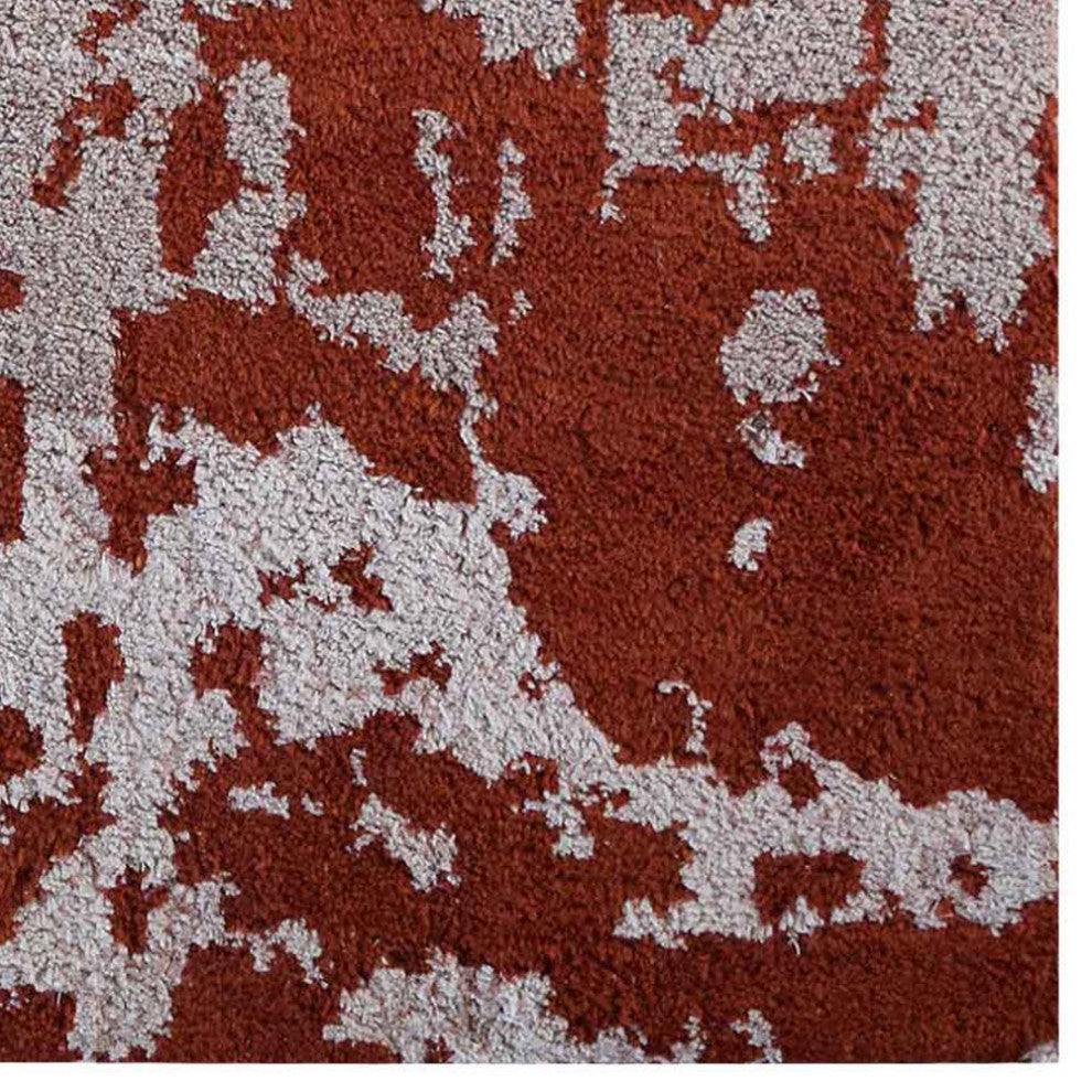 Hand Knotted Silk Area Rug Abstract Red Beige