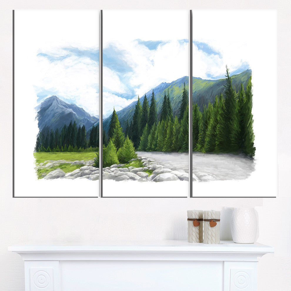 "Happy Summer Pastures in Mountains" Metal Wall Art, 3 Panels, 36"x28"