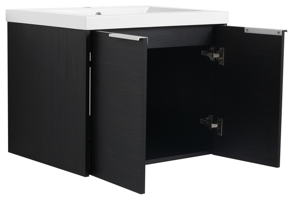 BNK Bathroom Vanity with Resin Sink, Modern Design with Soft Close Doors, Black Chestnut, 24"