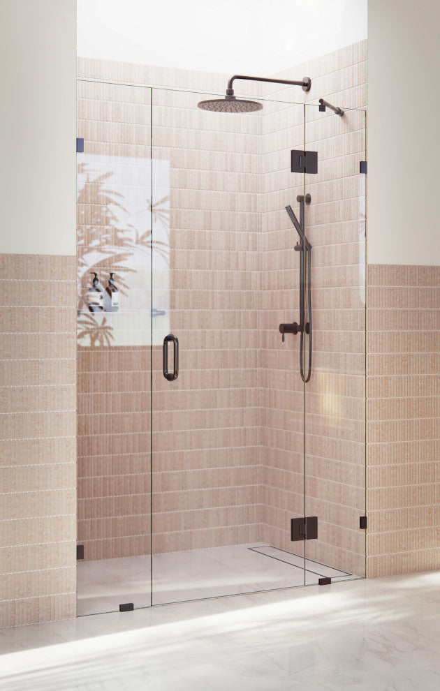 48"Wx78"H Frameless 3 Panel Inline Shower Door, Oil Rubbed Bronze