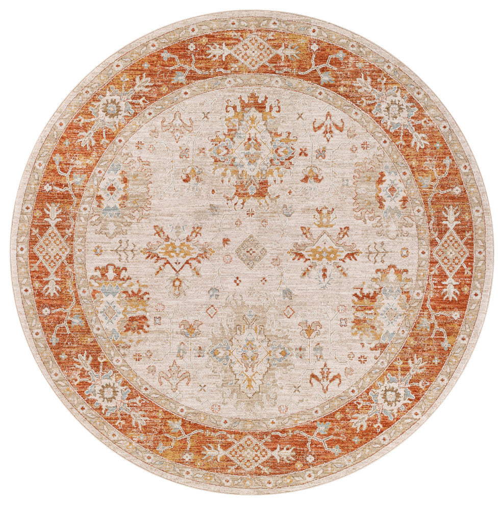 Avant Garde AVT-2312 Traditional Rust/Orange 7'10" Round Area Rug