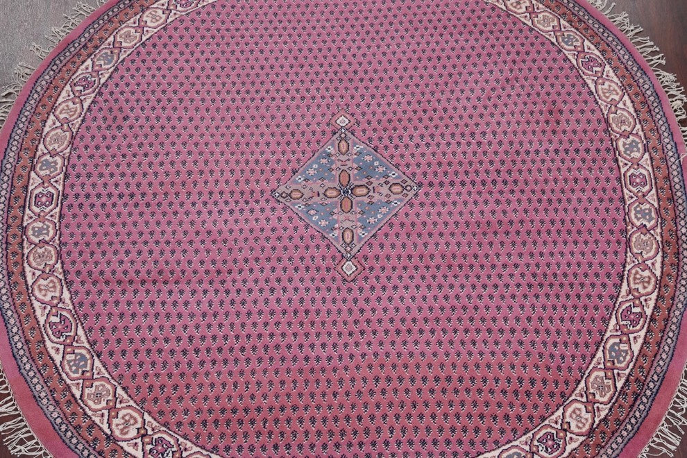Handmade Wool Botemir Traditional Indian Oriental Area Rug, Pink, 8'1"X8'0"