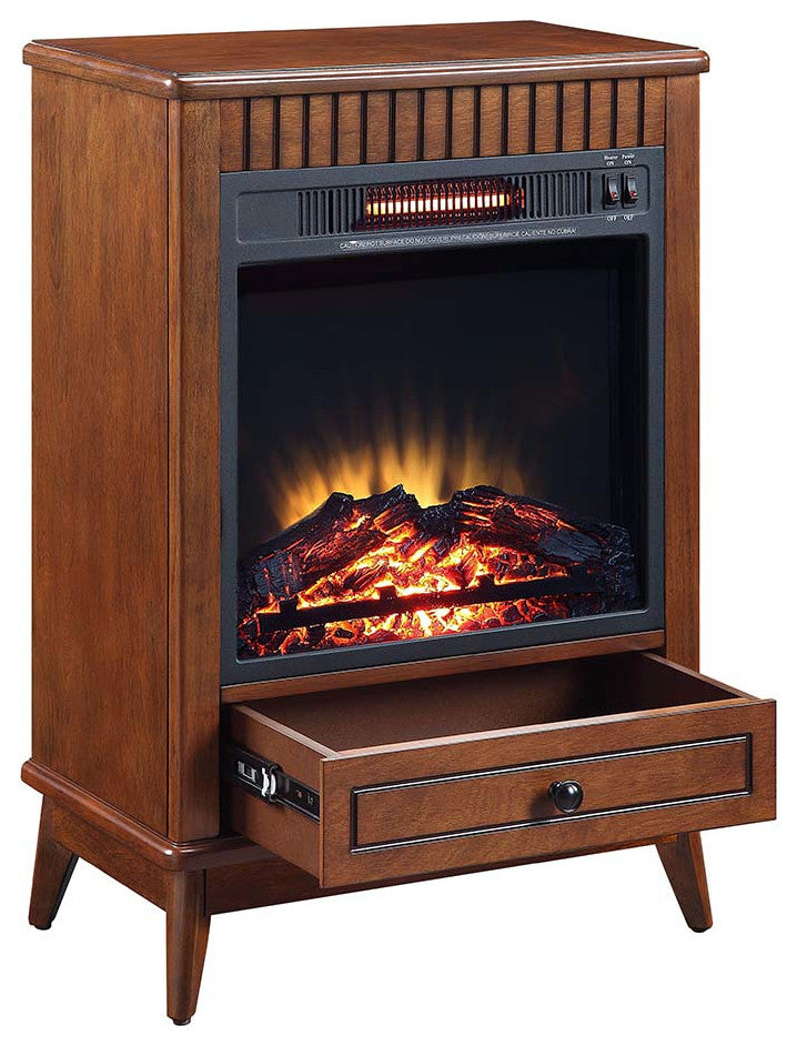 Acme Hamish Fireplace Walnut Finish