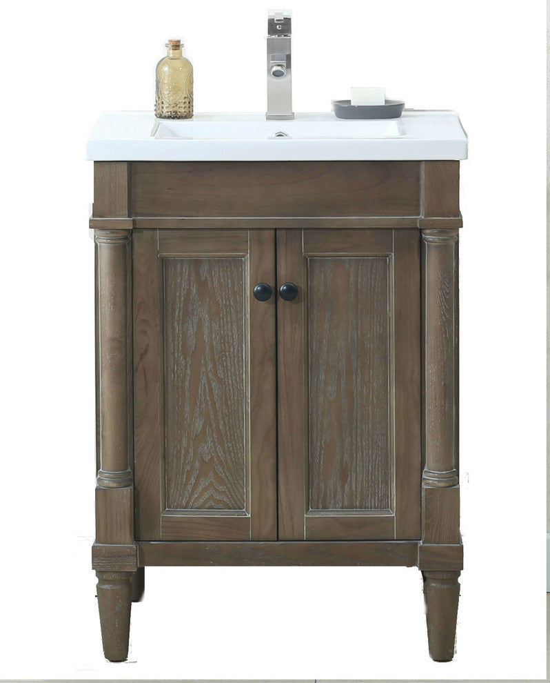 24" Weathered Gray Sink Vanity, No Faucet