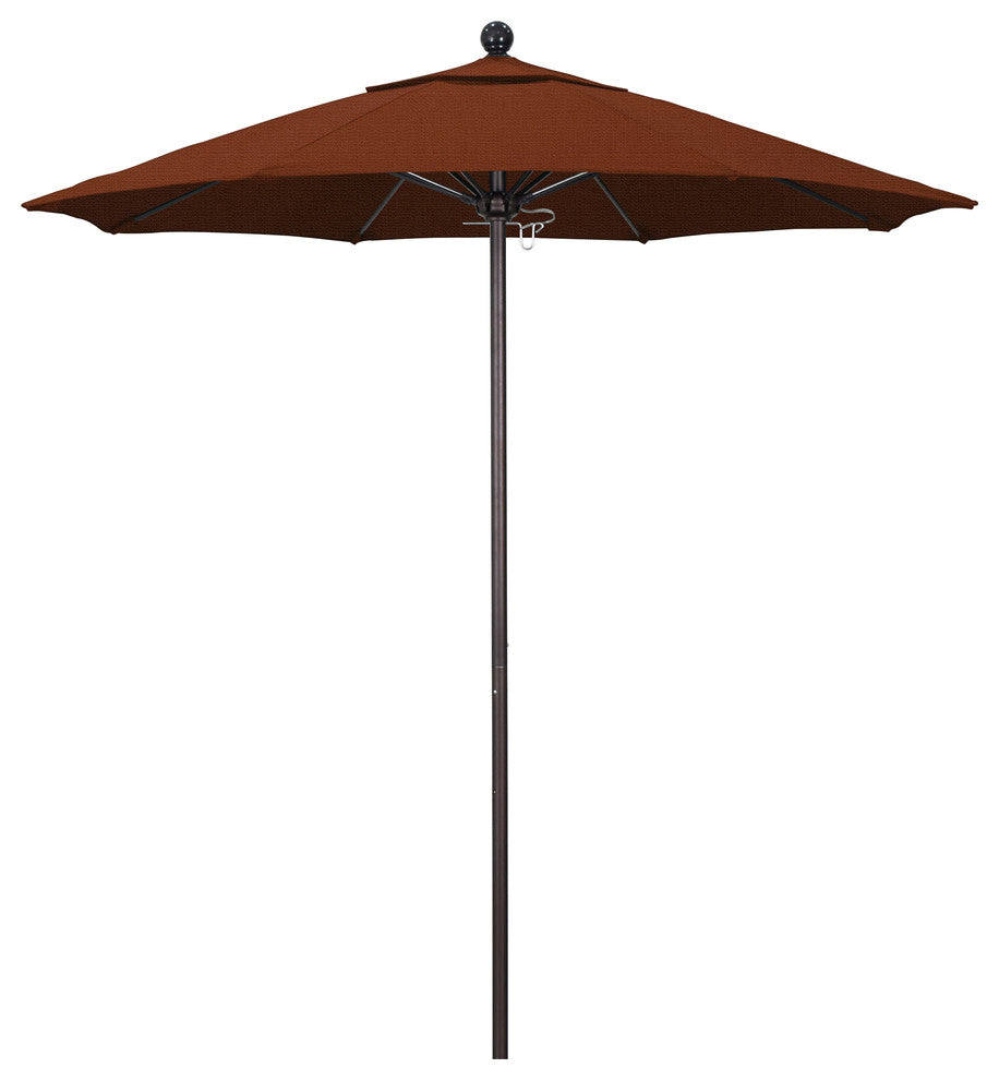 7.5' Bronze Push Lift Fiberglass Rib Aluminum Umbrella, Olefin, Terracotta