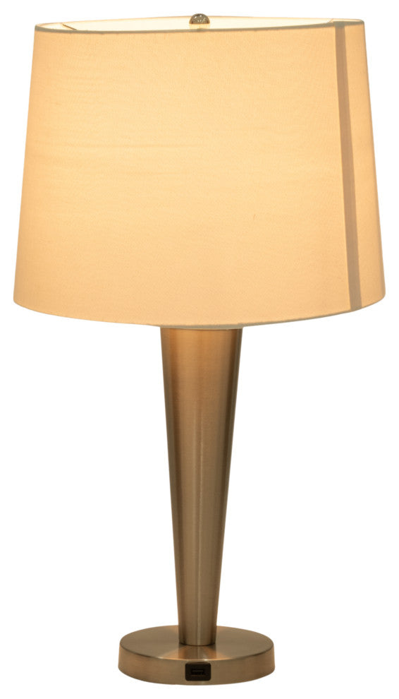 Metal, Set of 2, 25"H, Slim Cone Table Lamps, Nickel