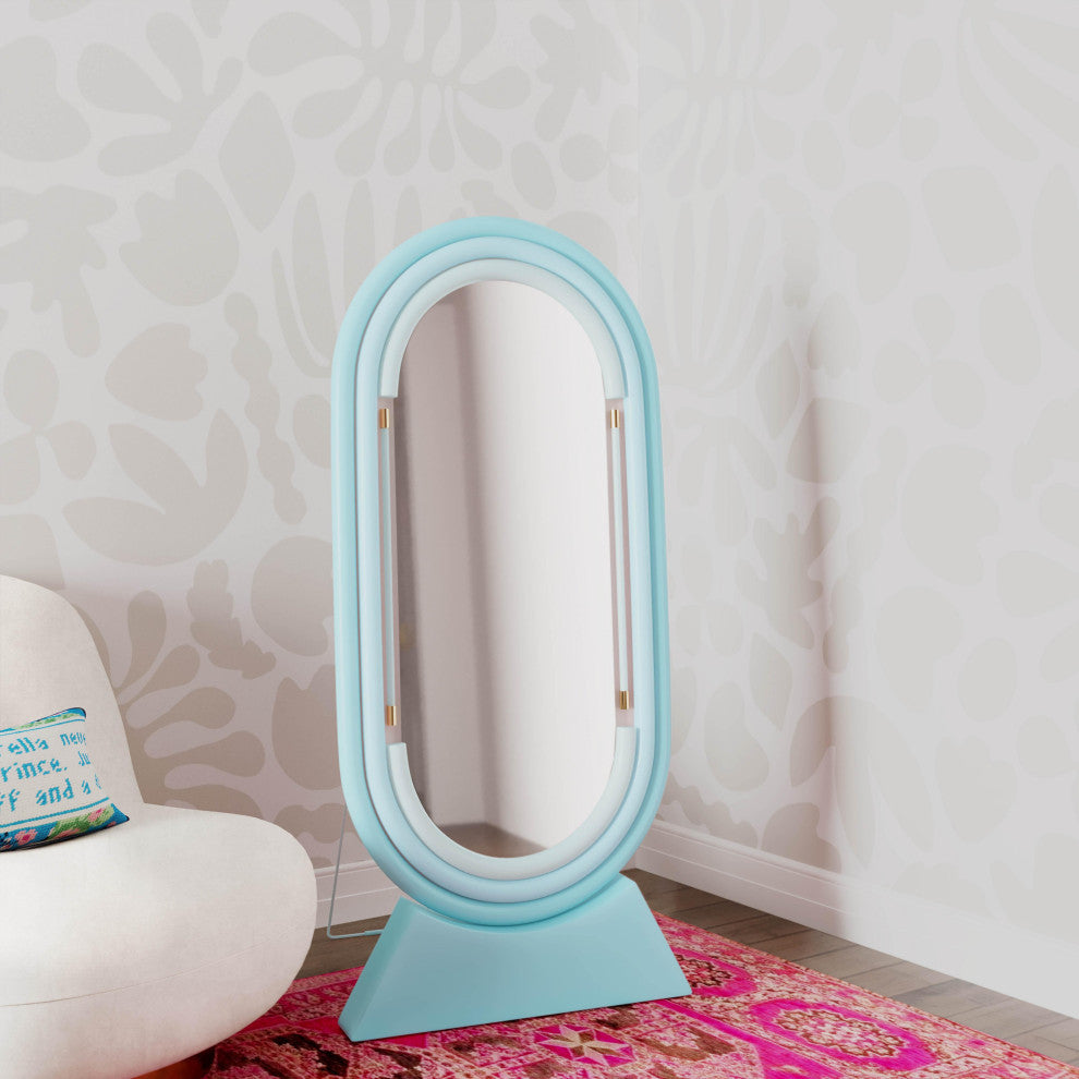 TOV Furniture Neon Floor Mirror in Blue