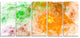 Green Yellow Rotating Polyhedron, Abstract Canvas Art Print, 60"x28", 5 Panels