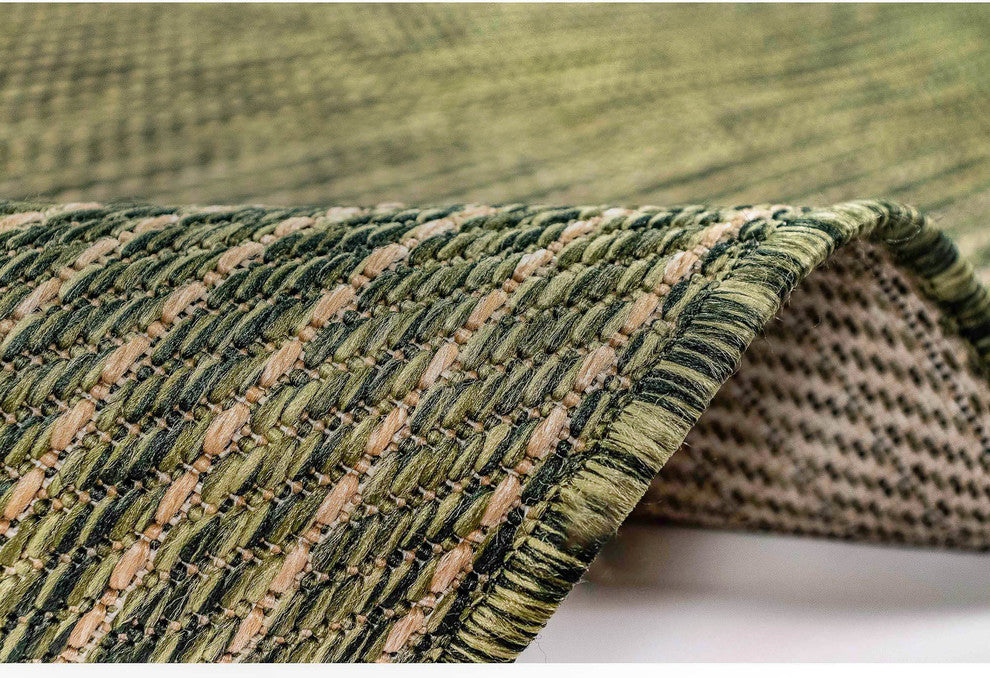Carmel Texture Stripe Indoor/Outdoor Rug, Green, 7'10"x9'10"