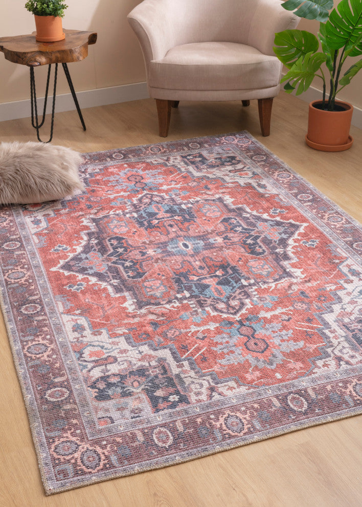 Vera Collection Multi 5' x 7'6" Rectangle Residential Indoor Area Rug