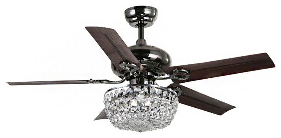 Angel 3-light Crystal 43-inch Bronze Chandelier Ceiling Fan